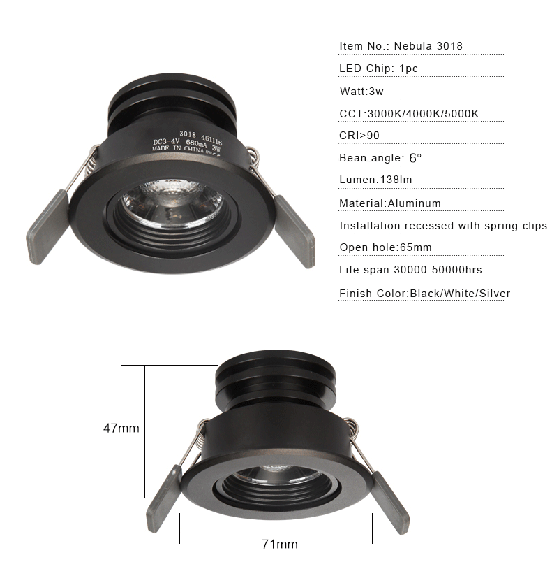 specifications of narrow beam angle led downlight