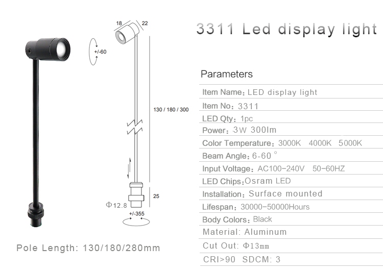 specification of led display light