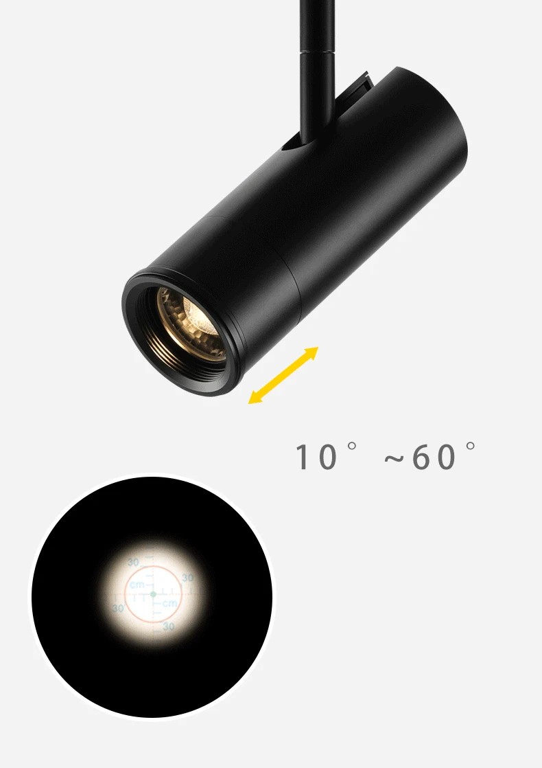 reguleerige valgusvihu nurka 10° 60° LED Track Spotlight